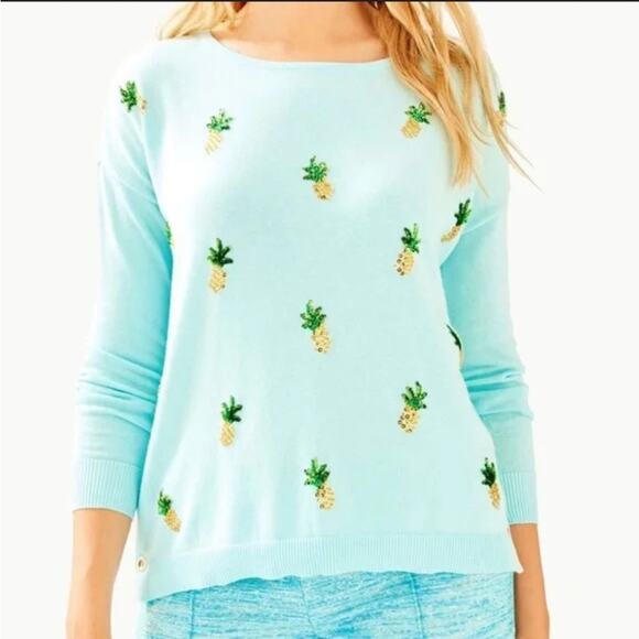 Lilly Pulitzer Sweaters - Lilly Pulitzer Caralynn Pineapple Sequin Sweater Size XS